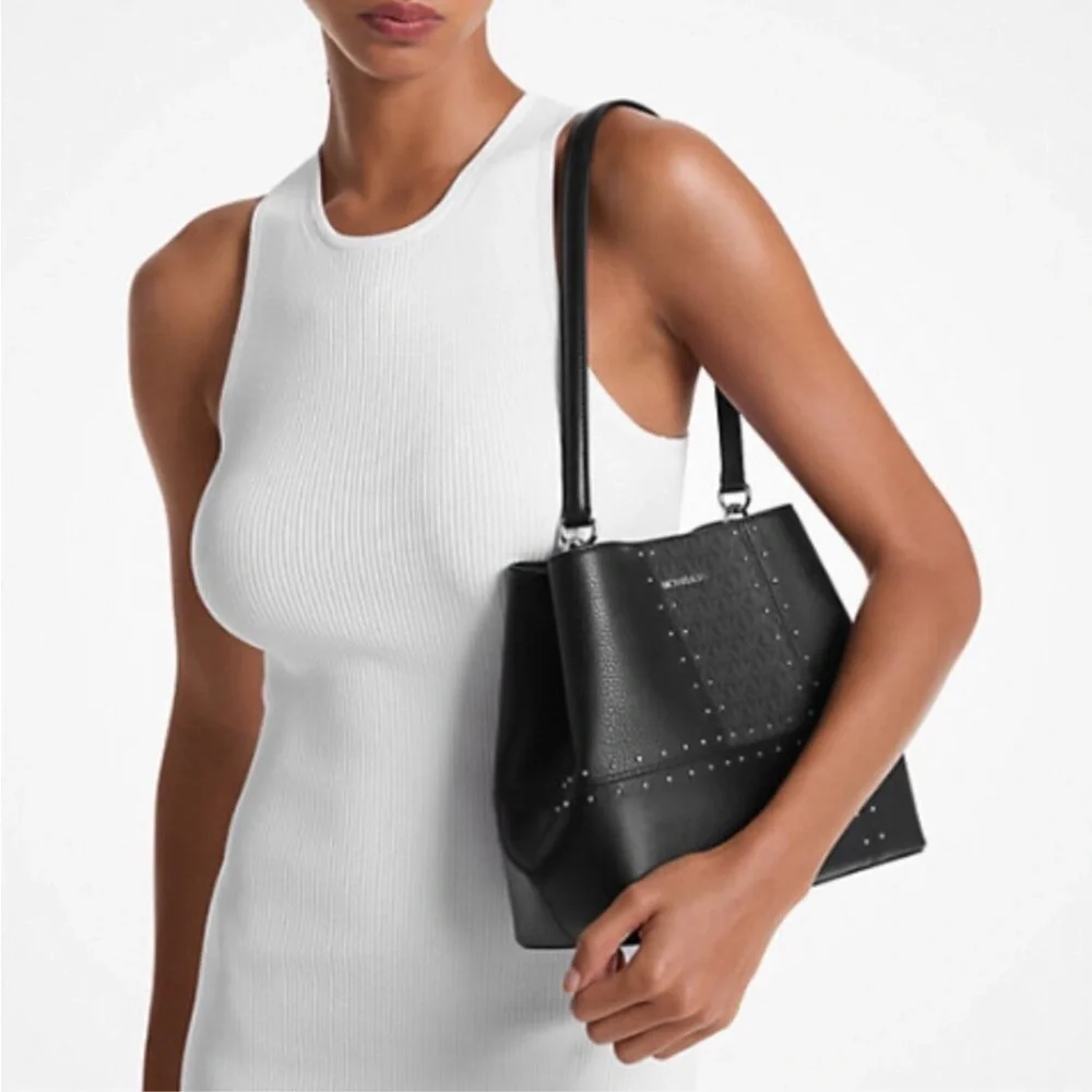 Michael Kors Pratt Medium Studded Patchwork Shoulder Bag
